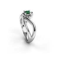 Afbeelding van Ring Kyra 585 witgoud smaragd 4 mm