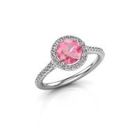 Image of Engagement ring seline rnd 2<br/>585 white gold<br/>Pink sapphire 6.5 mm