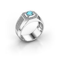 Image of Men's ring pavan<br/>950 platinum<br/>Blue topaz 5 mm