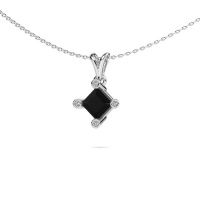 Image of Pendant Cornelia Square 585 white gold black diamond 1.58 crt