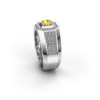 Image of Men's ring Pavan 375 white gold yellow sapphire 5 mm