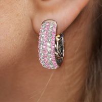 Image of Hoop earrings Danika 12.5 B 585 white gold pink sapphire 1.1 mm