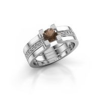 Image of Engagement ring Myrthe<br/>950 platinum<br/>Smokey quartz 5 mm