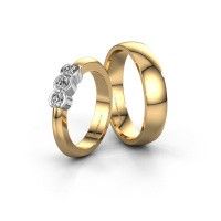 Image of Wedding rings set WHR0006LM25AP ±5x1.7 mm 14 Carat gold diamond 0.10 crt