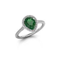 Image of Engagement ring seline per 2<br/>585 white gold<br/>Emerald 8x6 mm