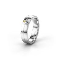 Afbeelding van Trouwring WH0231L25BP<br/>950 platina ±5x2 mm<br/>Gele saffier