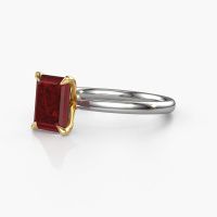 Image of Engagement Ring Crystal Eme 1<br/>585 white gold<br/>Ruby 8x6 mm