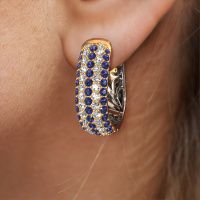 Image of Hoop earrings Danika 12.5 B 585 gold sapphire 1.1 mm