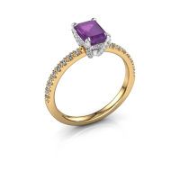 Image of Engagement ring saskia eme 1<br/>585 gold<br/>Amethyst 7x5 mm
