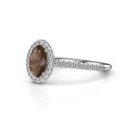Image of Engagement ring seline ovl 2<br/>950 platinum<br/>Smokey quartz 7x5 mm