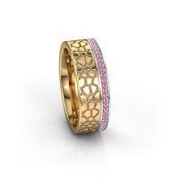 Afbeelding van Trouwring WH2070L17C 585 witgoud roze saffier ±7x2.2 mm