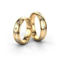 Image of Wedding rings set WH0907LM35XP ±5x1.5 mm 14 Carat gold diamond 0.03 crt