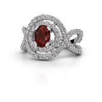 Image de Bague Chau<br/>585 or blanc<br/>Grenat 7x5 mm