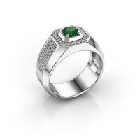 Image of Men's ring Pavan 375 white gold emerald 5 mm
