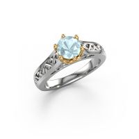Image of Engagement ring Shan 585 white gold aquamarine 6 mm