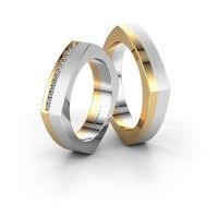 Image of Wedding rings set WH2005LM15B ±5x2 mm 14 Carat gold diamond 0.008 crt