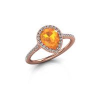 Image of Engagement ring seline per 2<br/>585 rose gold<br/>Citrin 8x6 mm