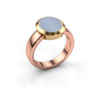 Afbeelding van Zegelring Oscar 3<br/>585 rosé goud<br/>Licht blauwe lagensteen 12x10 mm