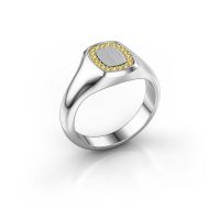 Image of Signet ring Dalia Cushion 1 950 platinum yellow sapphire 1.2 mm