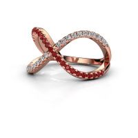 Afbeelding van Ring Alycia 2 585 rosé goud robijn 1.3 mm