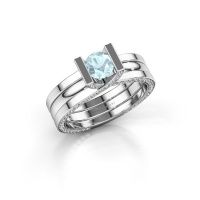 Image de Bague de fiançailles kenisha<br/>950 platine<br/>Aigue-marine 5 mm