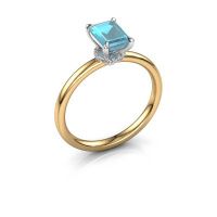 Afbeelding van Verlovingsring Crystal EME 3 585 goud blauw topaas 7x5 mm