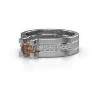 Image of Engagement ring Myrthe<br/>950 platinum<br/>Brown diamond 0.668 crt