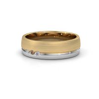 Afbeelding van Trouwring WH0322L25AM<br/>585 goud ±6x1.7 mm<br/>Bruine diamant