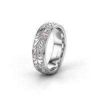 Afbeelding van Trouwring WH2074L26D 585 witgoud roze saffier ±6x2.4 mm