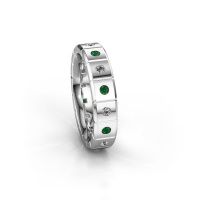 Afbeelding van Huwelijksring WH2055L15DP<br/>585 witgoud ±5x2.4 mm<br/>Smaragd