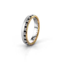 Afbeelding van Trouwring WH0303L24AM<br/>585 witgoud ±4x1.7 mm<br/>Zwarte diamant
