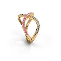 Afbeelding van Ring Alycia 2 585 goud roze saffier 1.3 mm