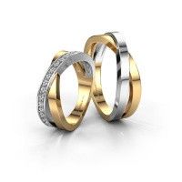Image of Wedding rings set WHR0360LM ±6x2.8 mm 14 Carat gold diamond 0.015 crt