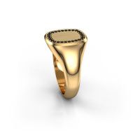 Image of Men's ring floris cushion 2<br/>585 gold<br/>Black diamond 0.252 crt