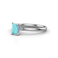 Afbeelding van Verlovingsring Crystal EME 1 950 platina blauw topaas 6x4 mm