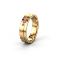Image of Wedding ring WH0307L15AP<br/>585 gold ±5x1.7 mm<br/>Pink sapphire