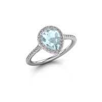 Image of Engagement ring seline per 2<br/>950 platinum<br/>Aquamarine 8x6 mm