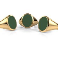 Afbeelding van Zegelring Herman 4<br/>585 goud<br/>groene emaille 15x12 mm
