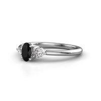 Afbeelding van Verlovingsring Chanou OVL 585 witgoud zwarte diamant 1.02 crt