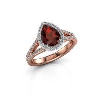Afbeelding van Verlovingsring verla pear 2<br/>585 rosé goud<br/>Granaat 8x6 mm
