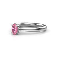 Afbeelding van Verlovingsring Mignon ovl 1 950 platina roze saffier 6x4 mm