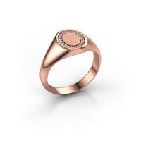Image of Signet ring rosy oval 1<br/>585 rose gold<br/>Lab-grown diamond 0.143 crt