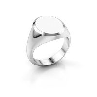 Afbeelding van Zegelring Herman 4<br/>950 platina<br/>witte emaille 15x12 mm