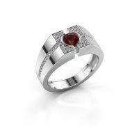 Afbeelding van Herenring Thijmen<br/>585 witgoud<br/>Granaat 5 mm