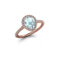 Image of Engagement ring seline per 2<br/>585 rose gold<br/>Aquamarine 8x6 mm