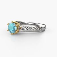 Image of Engagement ring Shan 585 white gold blue topaz 6 mm