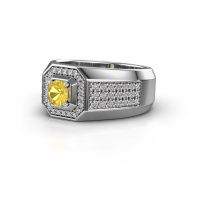 Image of Men's ring pavan<br/>950 platinum<br/>Yellow sapphire 5 mm