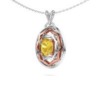 Image of Necklace Evangelina 585 rose gold yellow sapphire 8x6 mm
