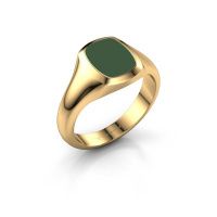 Afbeelding van Zegelring Zelda 1 585 goud groene emaille 10x8 mm