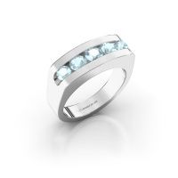 Image of Men's ring Richard<br/>585 white gold<br/>Aquamarine 4 mm